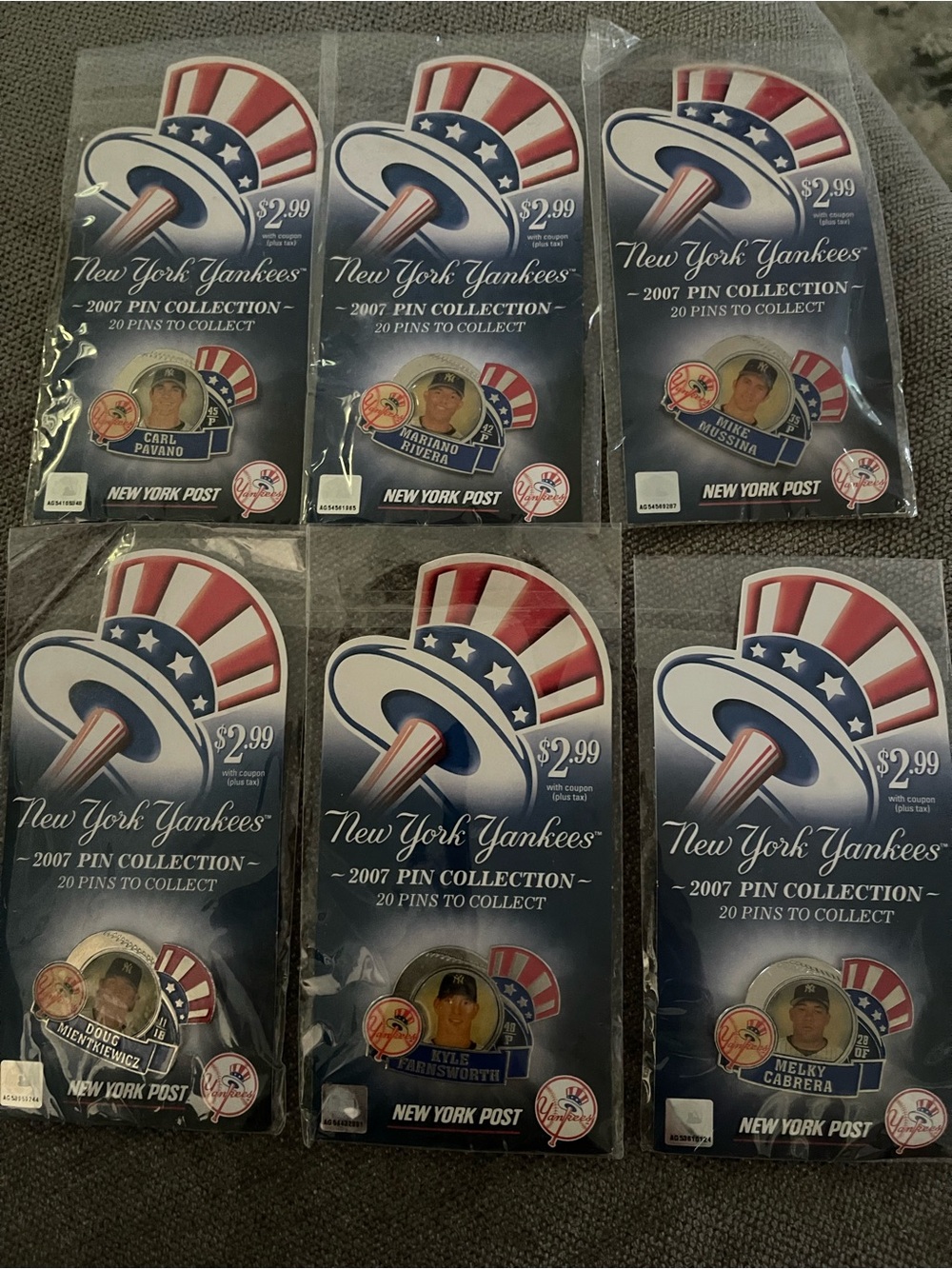 New York Yankees 2007 Pin Collection Set - 6 Pack